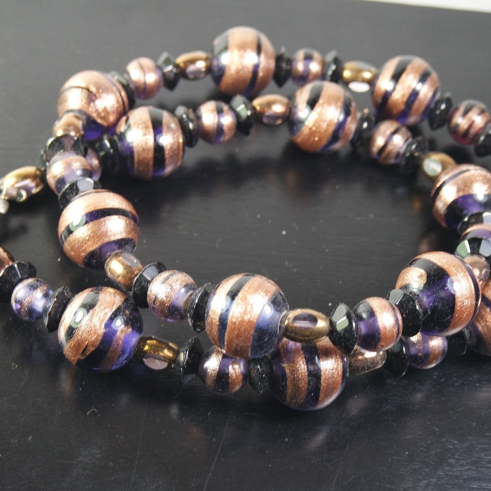 ITALIAN MURANO BLUE GLASS COOPER DUST NECKLACE